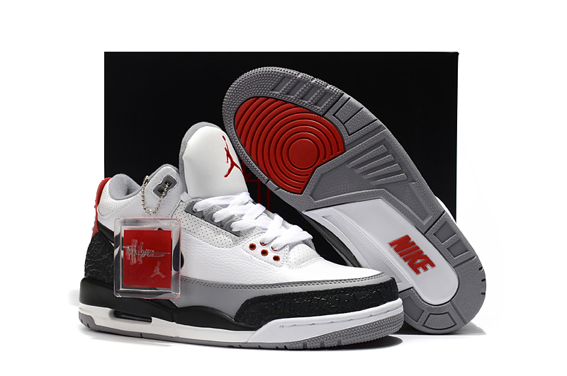 2018 Air Jordan 3 Signature White Grey Black Red Shoes